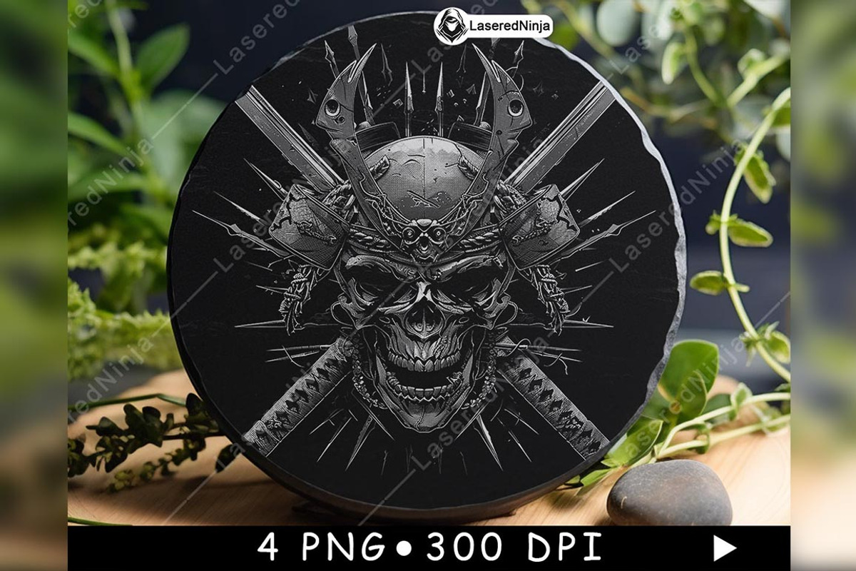 Skull Samurai Helmet Katana Swords, a Background Graphic by LaseredNinja (Photo 5 of 7)