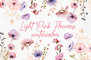 Dusty Pink Flowers Clipart, a Decorative Illustration by LeCoqDesign (Thumbnail 1 of 10)