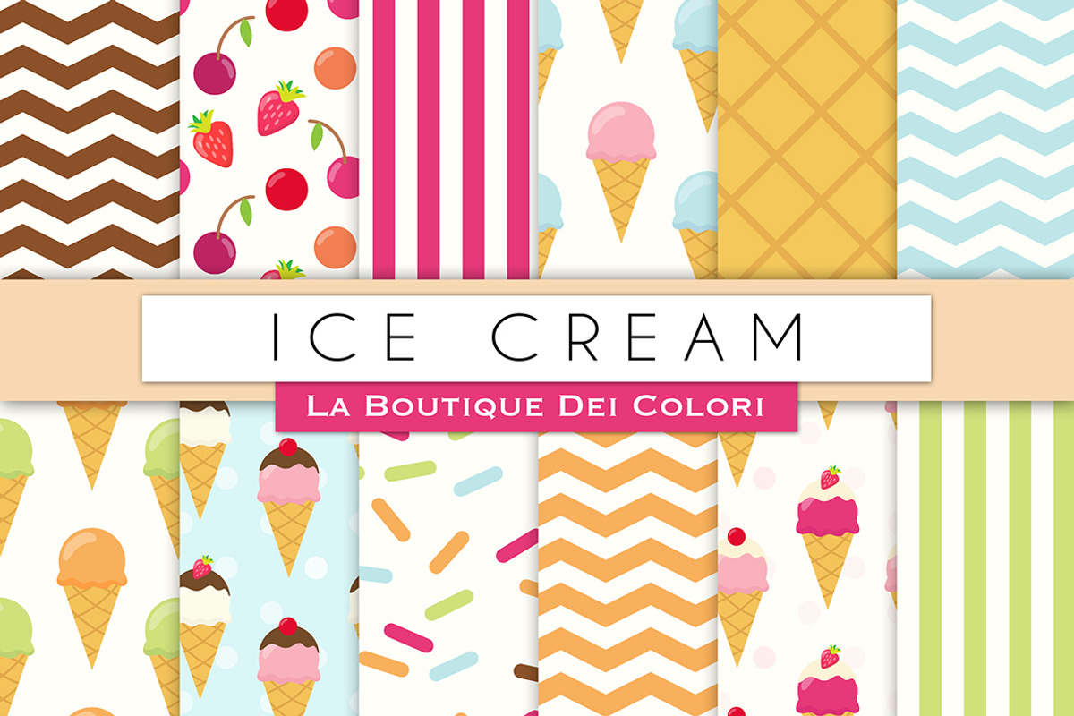 Ice Cream Digital Papers, a Pattern Graphic by La Boutique dei Colori