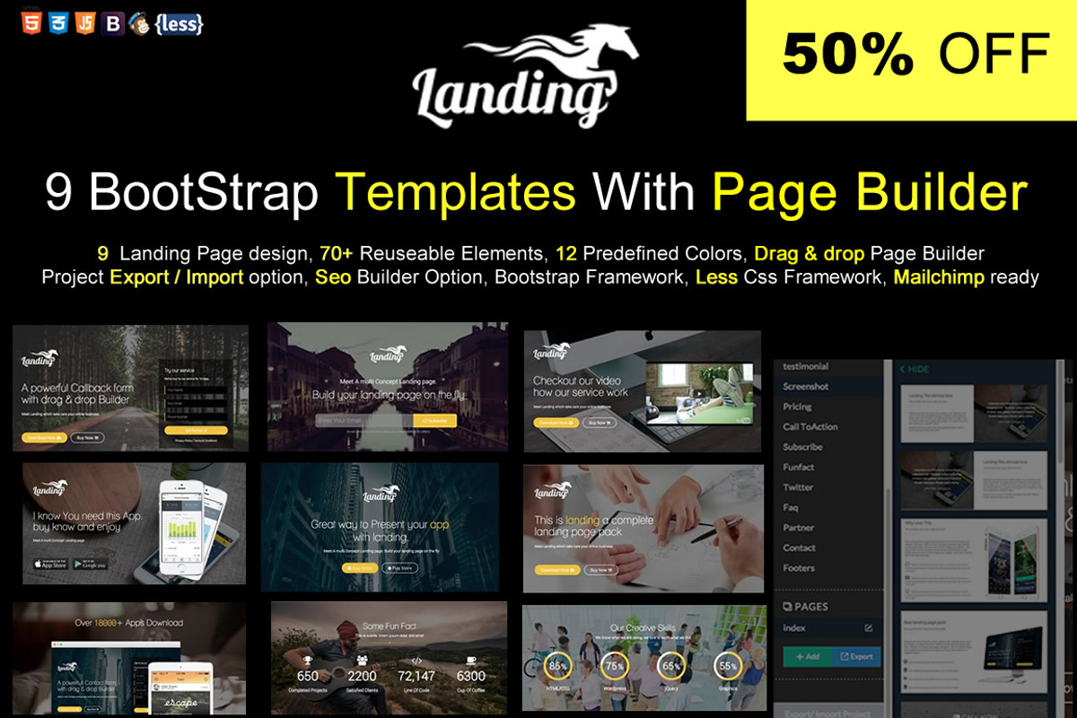 Bootstrap Template With Page Builder, a Bootstrap Template by XpeedStudio (Photo 1 of 4)
