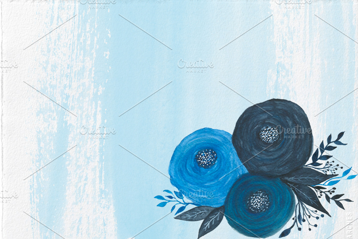 Watercolor  Blue Bouquets, an Illustration by Li Zamperini (Photo 2 of 3)