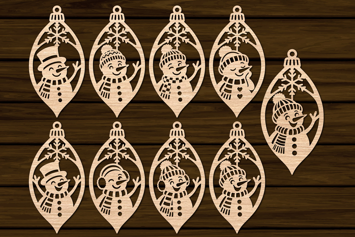 Snowman Ornament SVG Bundle, Laser, an Object Graphic by Libby Wishes (Photo 2 of 3)