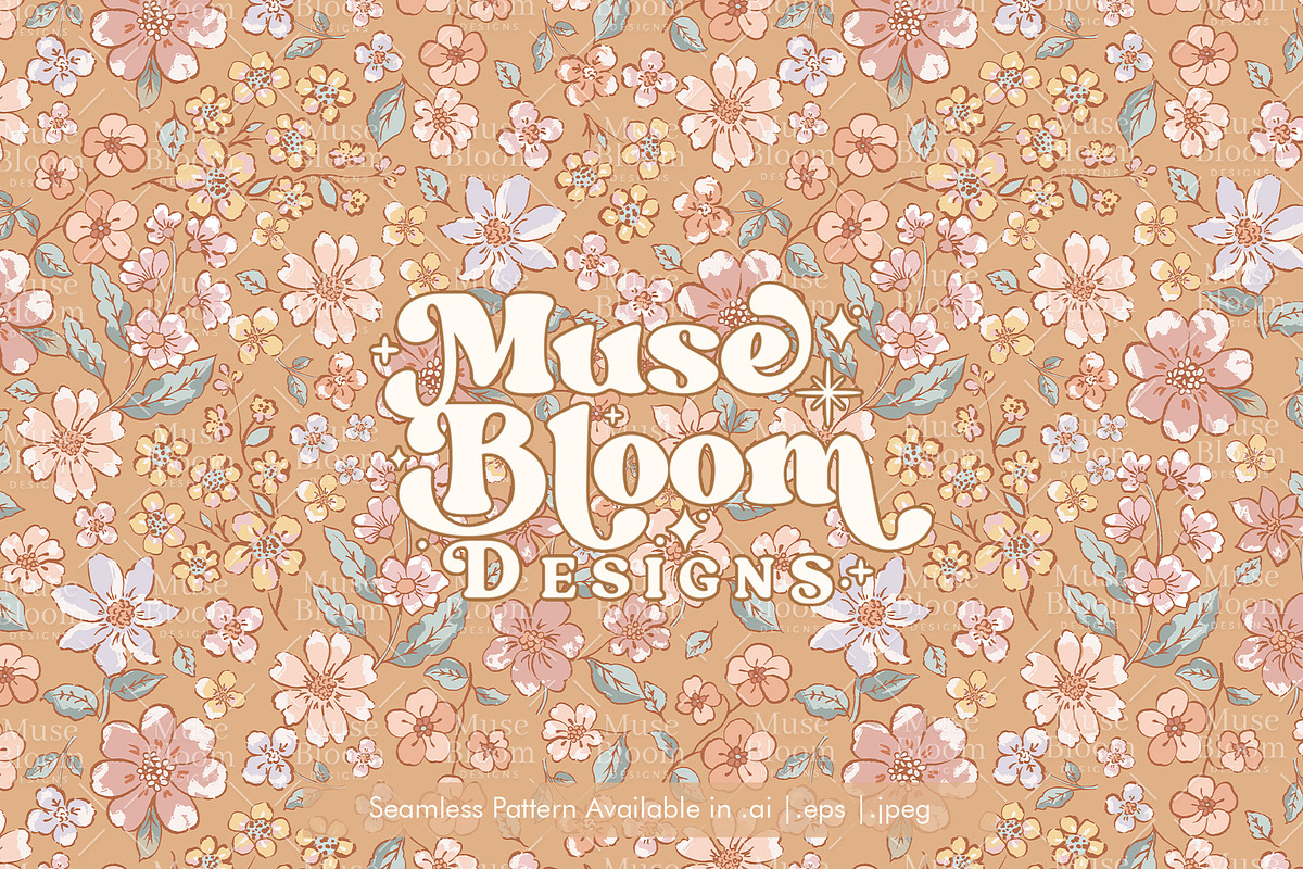 Squirrel Floral Seamless Pastel, a Pattern Graphic by MuseBloomDesigns (Photo 2 of 7)