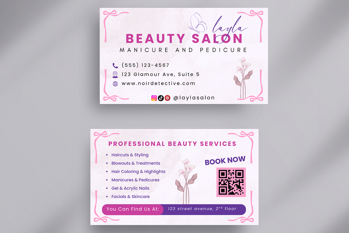 Beauty Salon Business Card Template, a Business Card Template by Elegant_Studio44 (Photo 3 of 4)