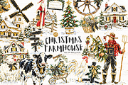 Christmas Farmhouse Clipart, a Seasonal Illustration by Markicha Art (Thumbnail 1 of 5)