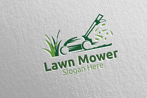 Lawn Mower Gardener Mowing Logo 3