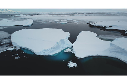Antarctica melting blue water