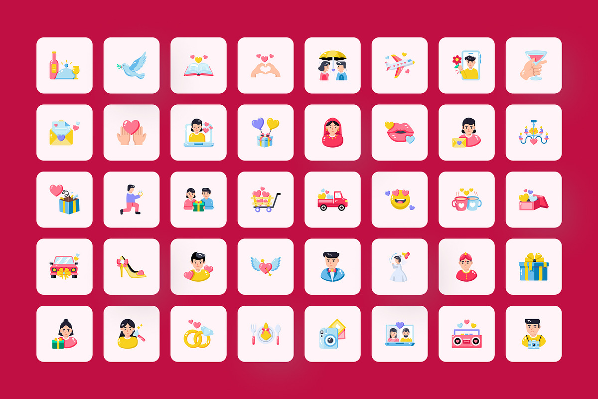 Animated Valentine Day Icons, an Outline Icon by Prosymbols (Photo 3 of 4)