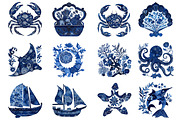 Preppy Coastal Ocean Clipart Bundle, a Seasonal Illustration by CitraGraphics (Thumbnail 3 of 5)