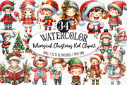 Whimsical Christmas Kid Clipart, an Illustration by Designking (Thumbnail 1 of 5)