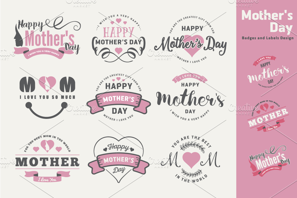 Mother’s Day Badges and Labels, an Object Graphic by Raftel (Photo 1 of 2)