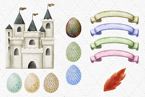 Dragons Watercolor Clipart Set