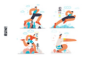 RUN! flat vector illustrations set, a Templates & Theme by Grivina's shop (Thumbnail 3 of 24)