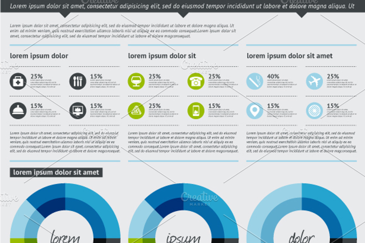 Elements of Infographics with button, an Illustration by fet
