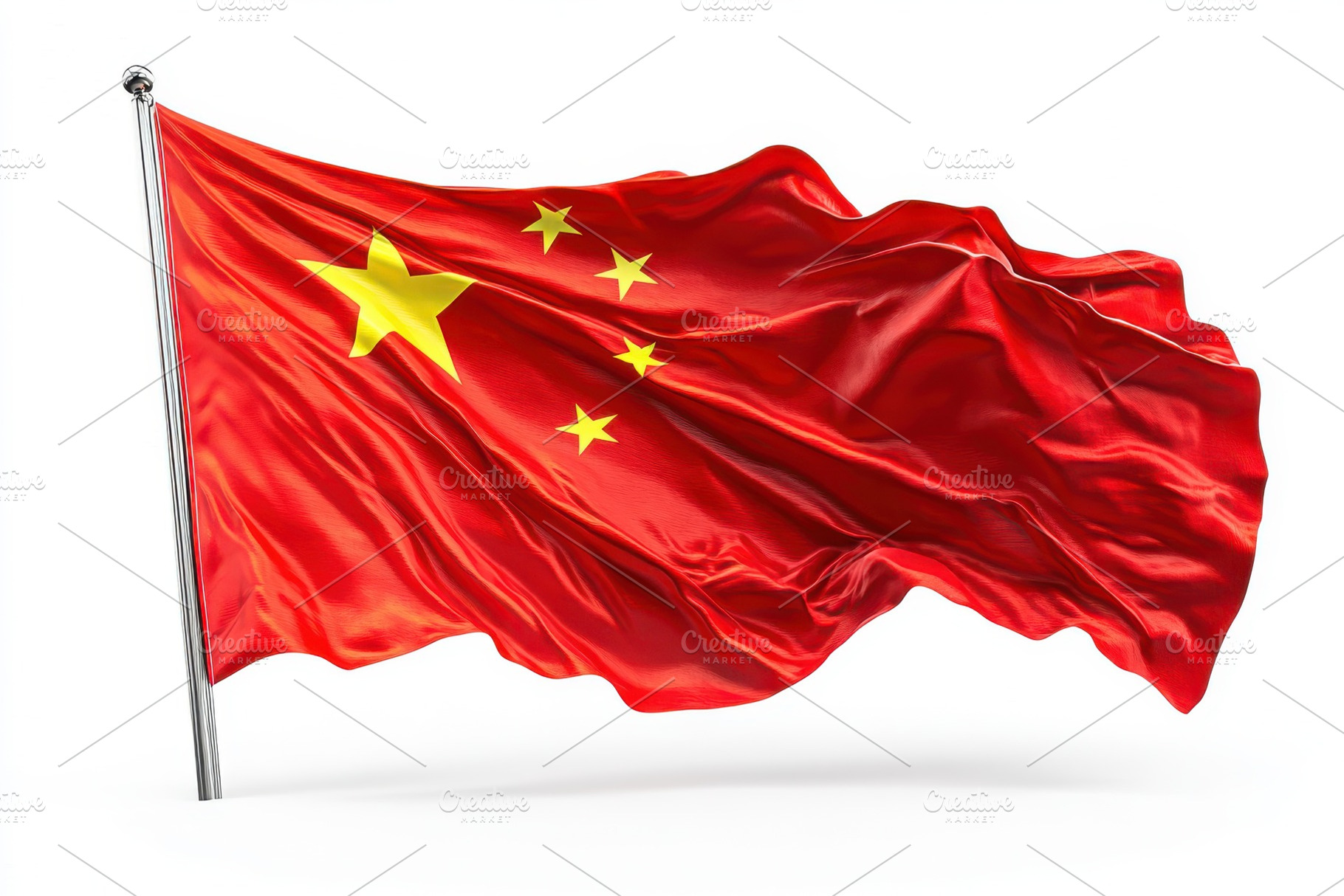 Chinese flag waving proudly on a fla, a Background Photo by Pixeness Studio