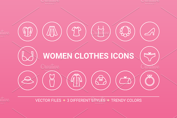 Circle Women Clothes Icons