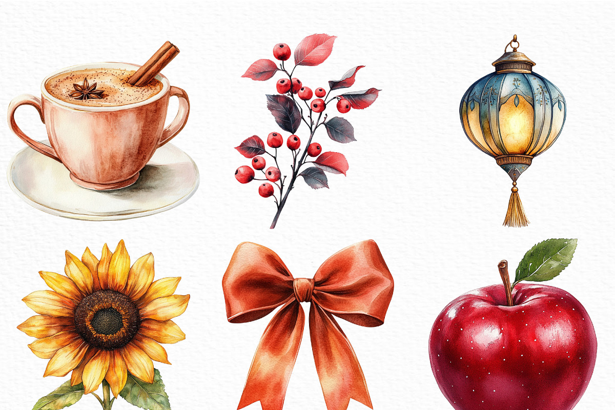Watercolor Velvet Autumn Clipart, an Illustration by Craft Nest (Photo 4 of 6)