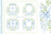 Blue & Green crest, floral frames, a Decorative Illustration by Lisima (Thumbnail 3 of 10)