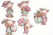 Whimsical summer pig Clipart, an Illustration by Designworld (Thumbnail 5 of 5)