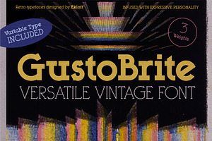 GustoBrite Family: retro slab fonts, a Slab Serif Font by Ekloff