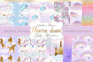 Digital seamless patterns- Unicorns