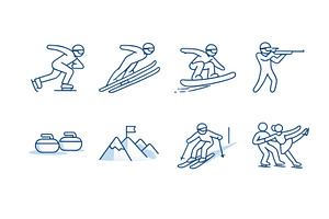Winter sport competition icons depic, an Illustration by Dvoevnore photos