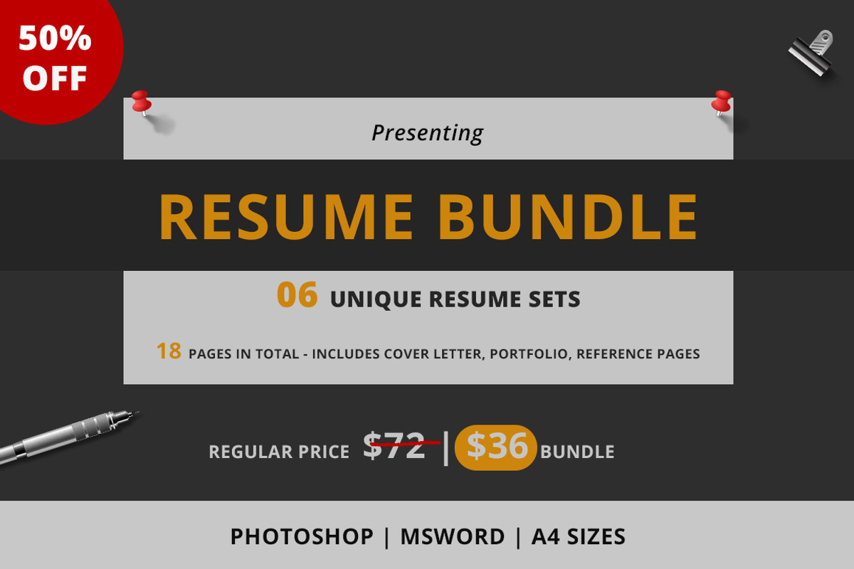 Resume Template Bundle - Vol 03, a Resume Template by Nina Shaw (Photo 1 of 8)