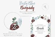 Dusty Blue and Burgundy Florals, a Work Illustration by Momo Studio (Thumbnail 8 of 12)