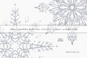 Silver Glitter Snowflakes Clip Art