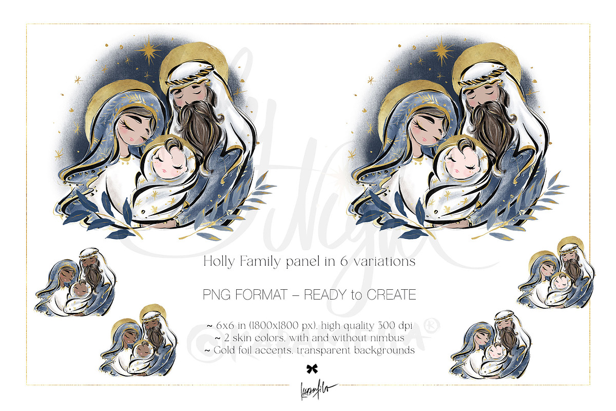 Nativity Scenes Holy Family Clipart, a Seasonal Illustration by KaramfilaS (Photo 4 of 12)