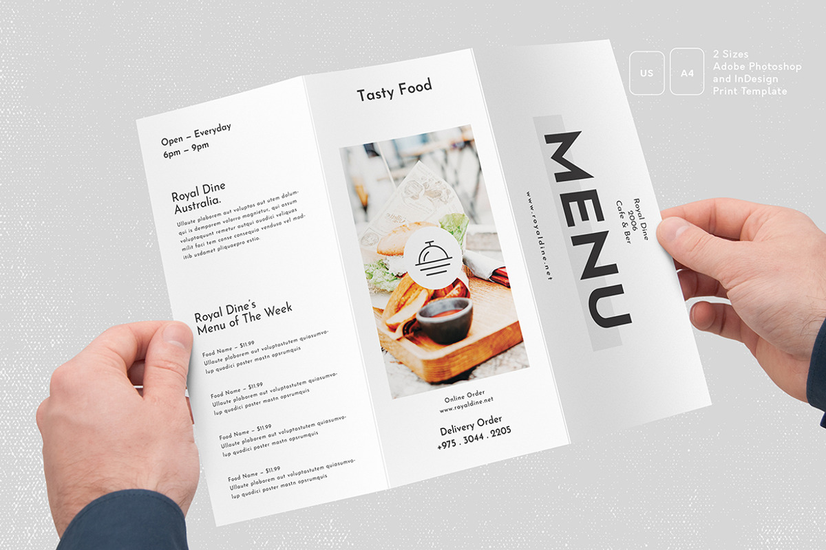 Simple Trifold Menu Template, a Brochure Template by Designsoul14 (Photo 1 of 7)