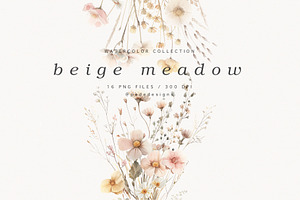 Beige Meadow, a Decorative Illustration by PeDe Designs