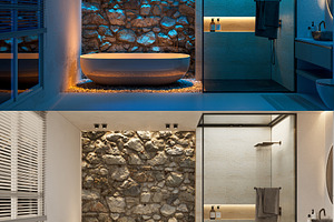 A bathroom with different ambiances, a Photo by Pozitivo