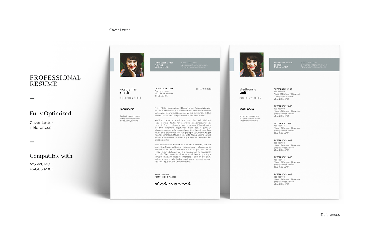 CV and Resume Design with Photo, a Resume Template by GraphicFlava (Photo 4 of 8)