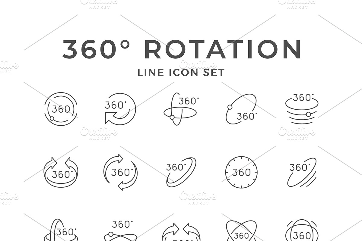 Set icons of 360 degrees rotation, an Outline Icon by motorama ...
