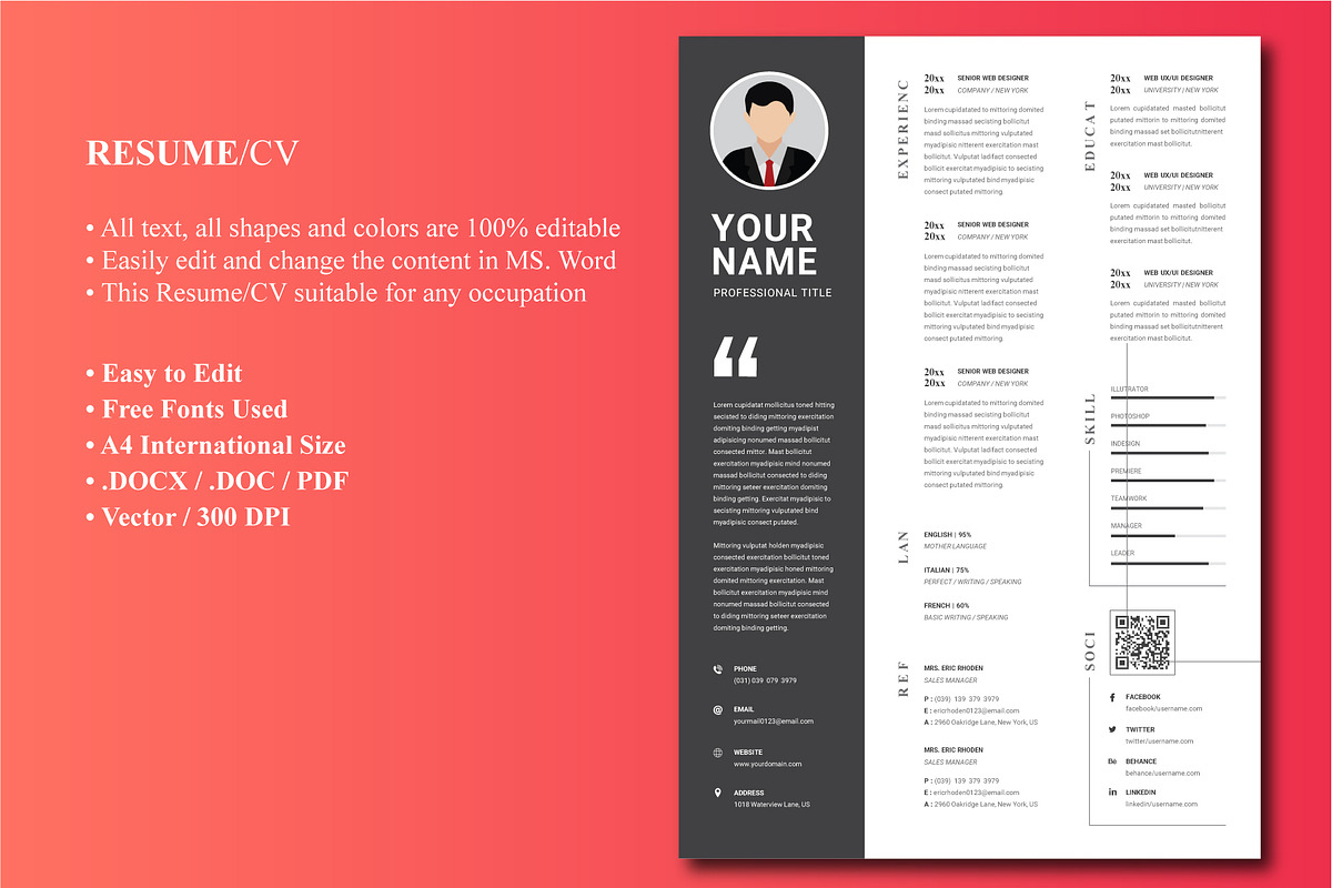 Modern Executive Resume Template, a Resume Template by Blue Digital Studio (Photo 1 of 2)