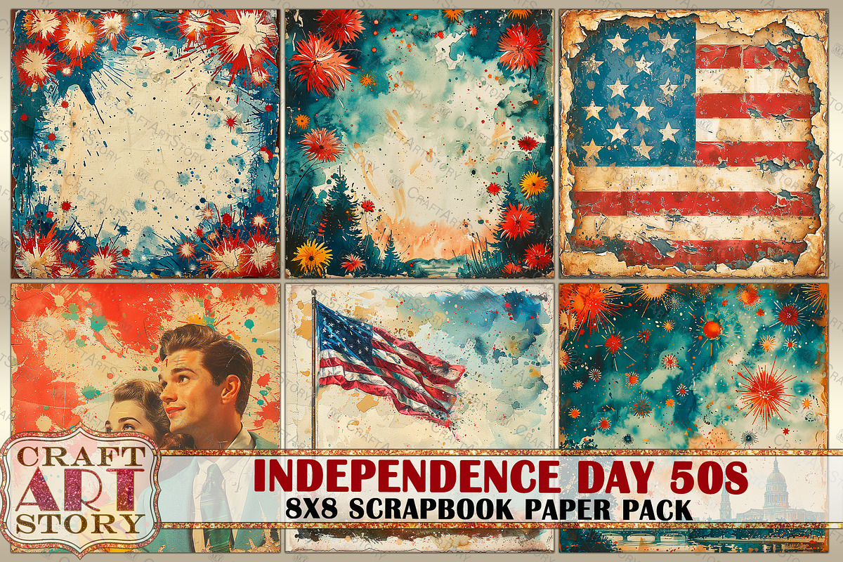 Retro Independence Day 50s journal, a Person Illustration by CraftArtStory (Photo 5 of 7)