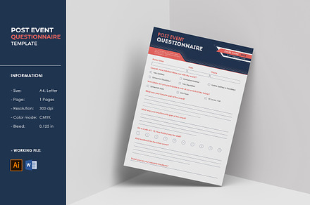 Post Event Questionnaire Template, a Stationery Template by Template Shop
