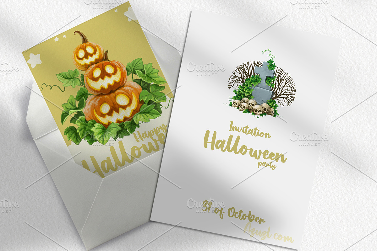 Halloween decorations with pumpkins, an Object Illustration by Azuzlikus (Photo 3 of 4)