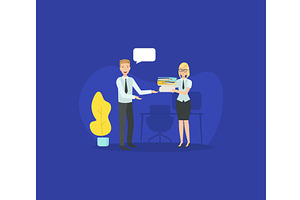 Business Colleagues Working and, a Person Illustration by TopVectors