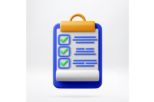 3D Clipboard with checklist and, an Object Illustration by Abscent