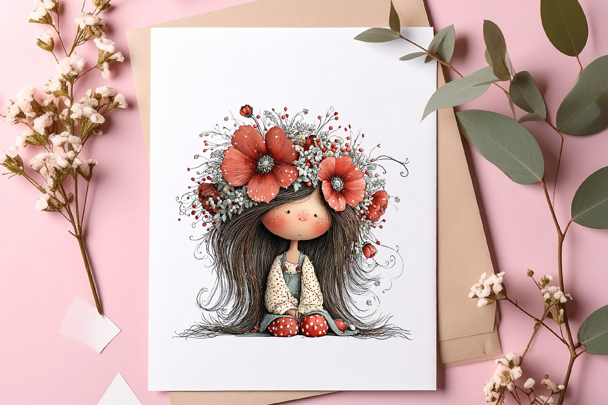 Whimsical spring girls clipart, an Illustration by SinaCreation (Photo 10 of 11)