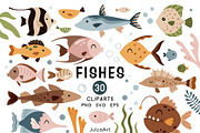 Boho fish clipart, a Seasonal Illustration by JulzaArt (Thumbnail 1 of 6)