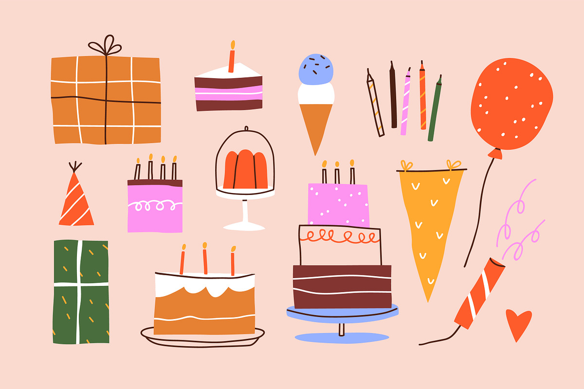 Happy birthday cards designs set, an Object Illustration by Good Studio (Photo 4 of 17)