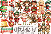 Christmas Elf Watercolor Clipart, an Illustration by OK Design (Thumbnail 1 of 5)