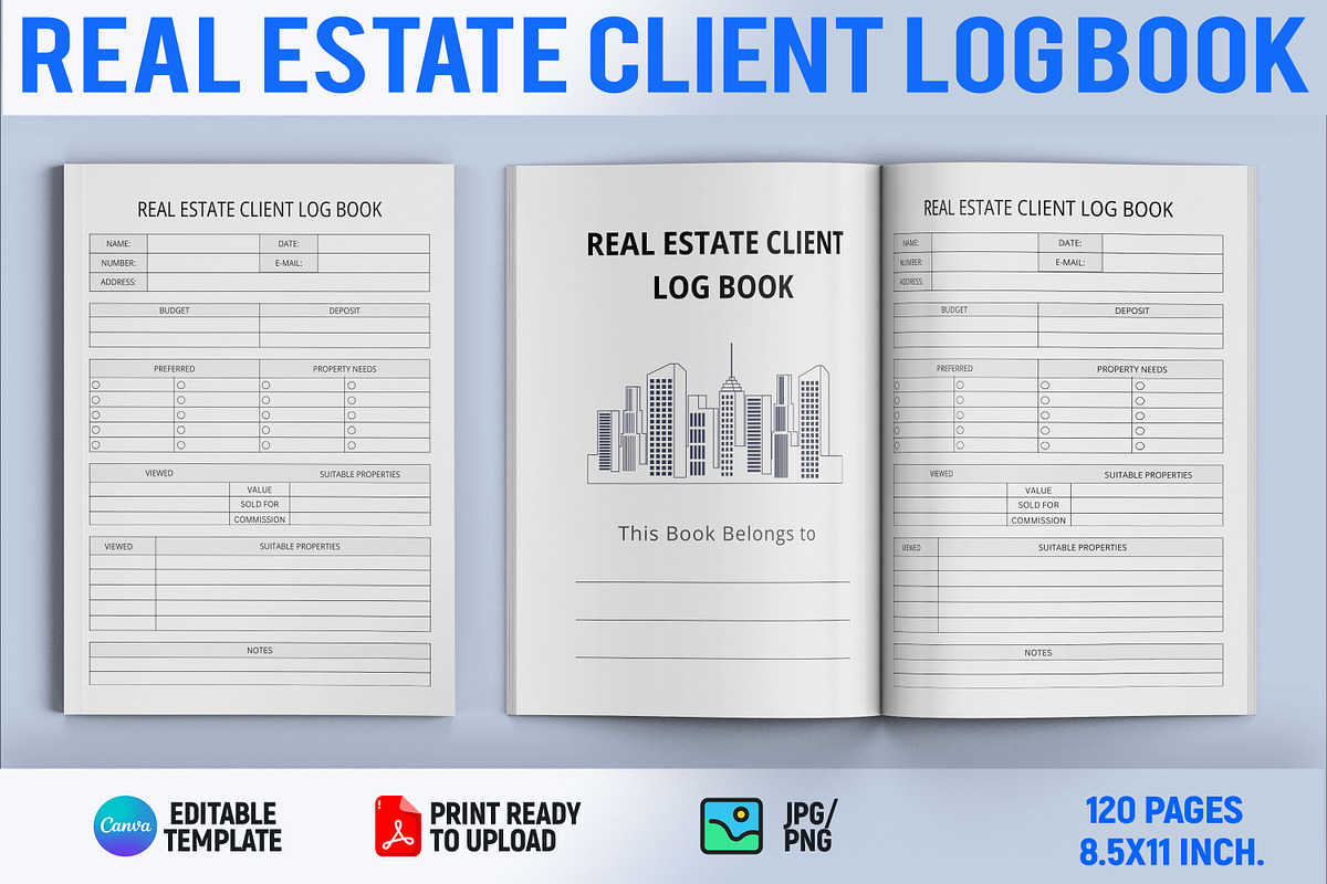 Real Estate Client Log Book, a Print Template by Book2bees (Photo 1 of 4)