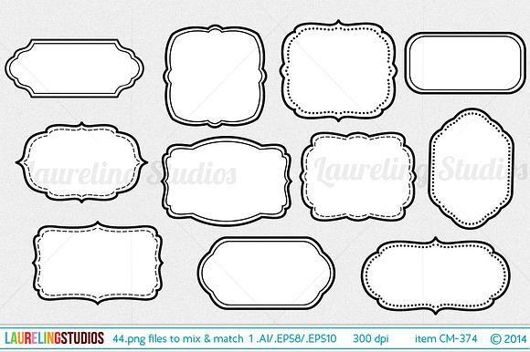 44 piece vector digital frame set preview 4