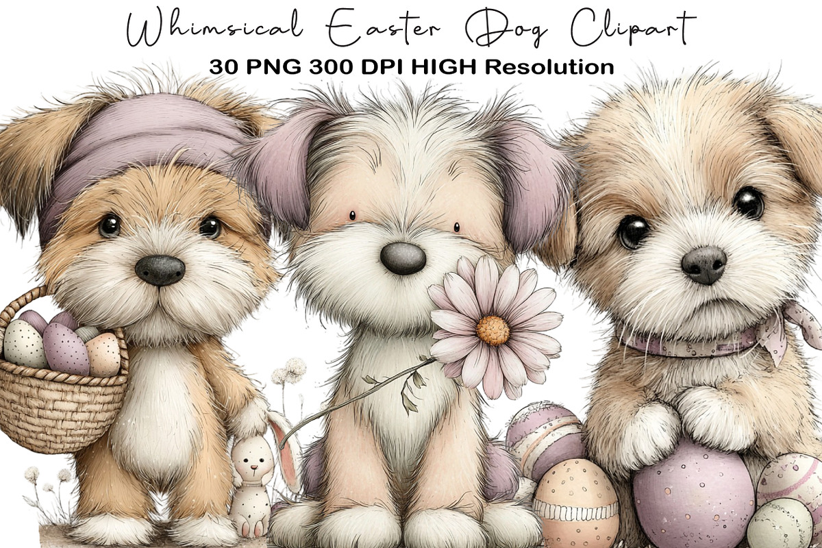 Whimsical Easter Dog Clipart PNG, an Illustration by Black Bird Studio (Photo 1 of 5)