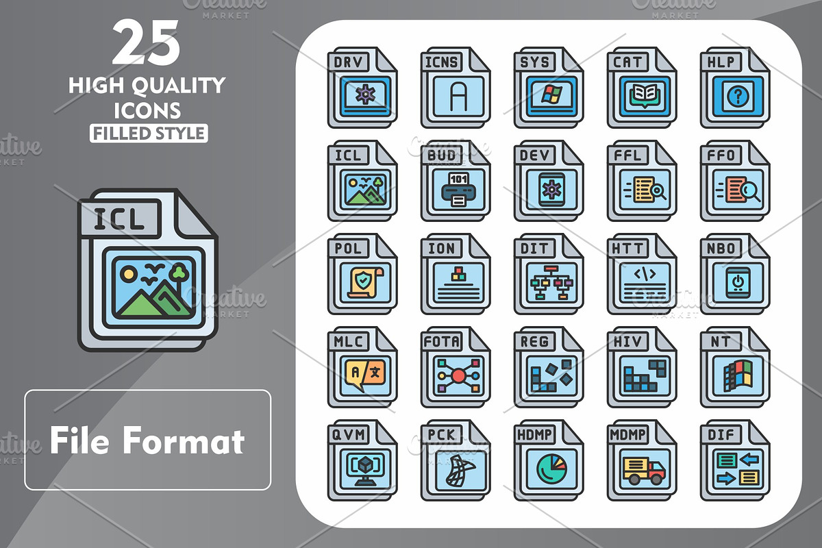 File Format Line Filled Icons, an Icon by Pexelpy