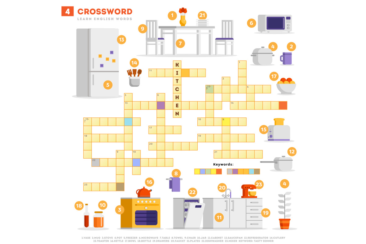 6 Crosswords - Learn English words, an Object Graphic by Bezvershenko (Photo 5 of 8)
